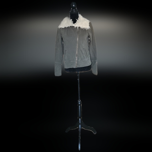 #KG28 Aeropostale Girls Olive Green Jacket With Faux Fur Collar - Picture 11 of 14